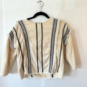 Anthropologie Eri + Ali Santillana Shag Top. Sz. S Tan With Black Stripes